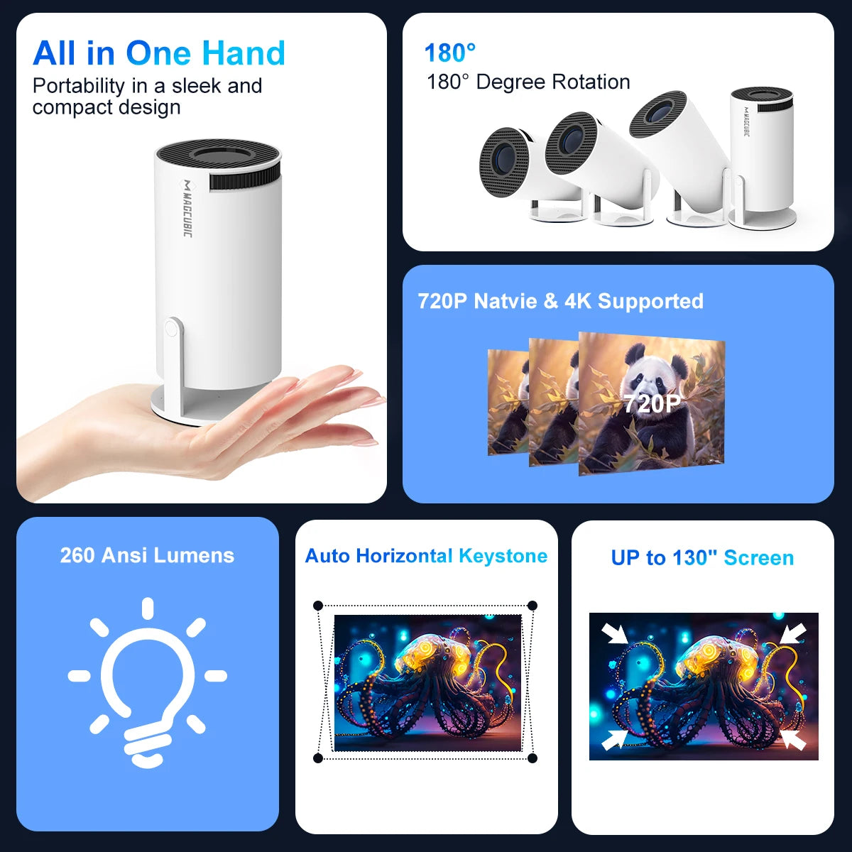 LK Lights 4k Portable Projector
